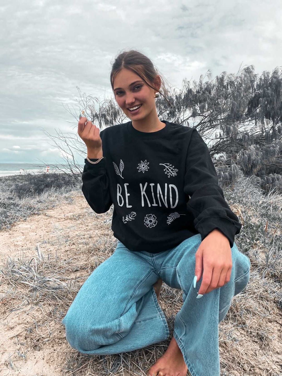 Be Kind Sweatshirts For Women Cotton Polyester Support 4 All